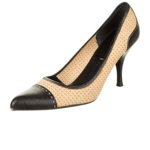 Prada Two-Tone Black and Tan Heels| Prada Heels| Black and Cream Prada Heels